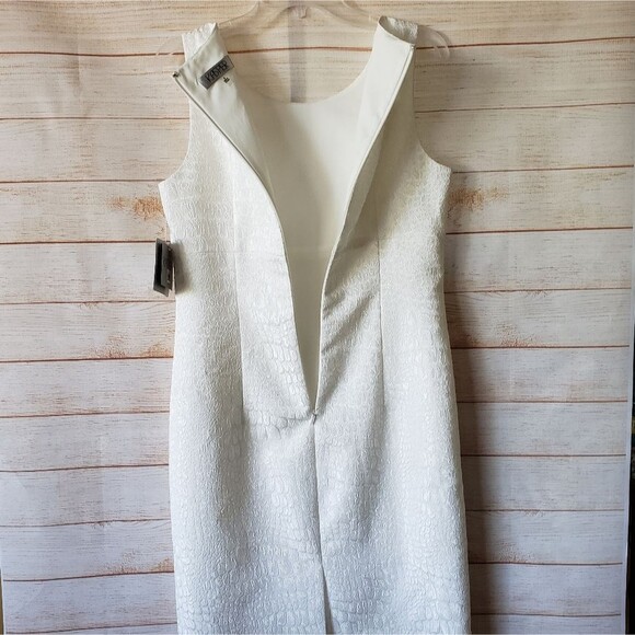 Kasper White Sleeveless Round Neck Sheath Dress Wedding Special Occasion Party - Picture 6 of 10